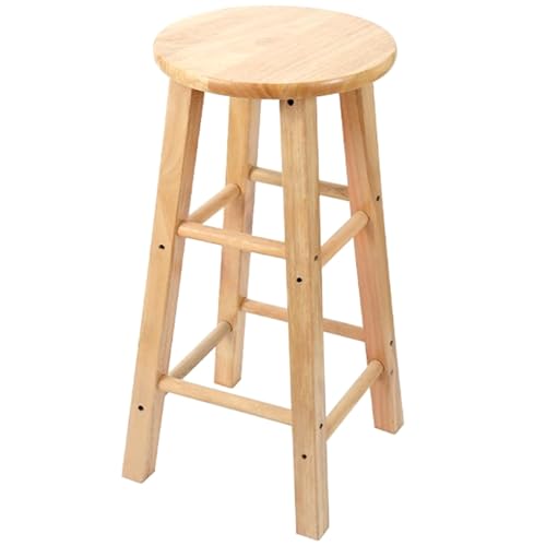 18-Zoll-Thekenhocker mit Runder Sitzfläche in Natur, Rahmen aus Massivholz, Barhocker Holz für Kücheninseln mit Sitzen Ohne Rückenlehne, Modernes Design, Hohe Tragfähigkeit(60cm) von Generic