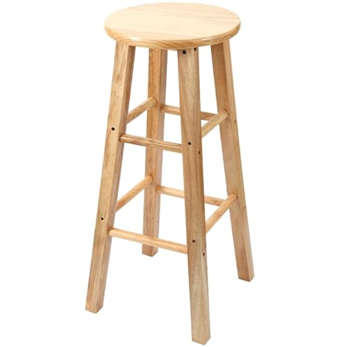 18-Zoll-Thekenhocker mit Runder Sitzfläche in Natur, Rahmen aus Massivholz, Barhocker Holz für Kücheninseln mit Sitzen Ohne Rückenlehne, Modernes Design, Hohe Tragfähigkeit(70cm) von Generic