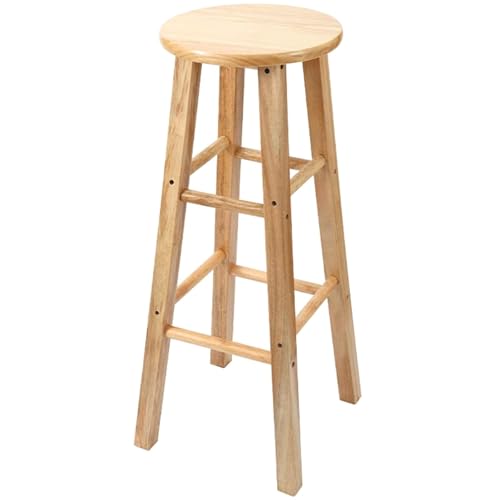 18-Zoll-Thekenhocker mit Runder Sitzfläche in Natur, Rahmen aus Massivholz, Barhocker Holz für Kücheninseln mit Sitzen Ohne Rückenlehne, Modernes Design, Hohe Tragfähigkeit(80cm) von Generic