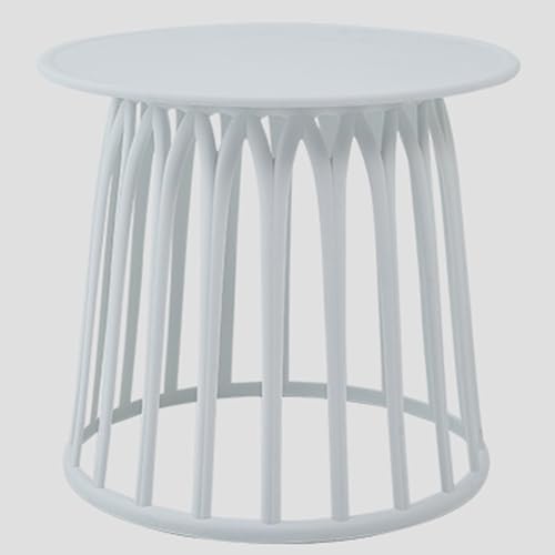 19,7" Runder Couchtisch, PE Circle Accent Beistelltische, Abnehmbare Platte, Robustes Nesting-Design, for Balkon Garten Wohnzimmer(White) von Generic