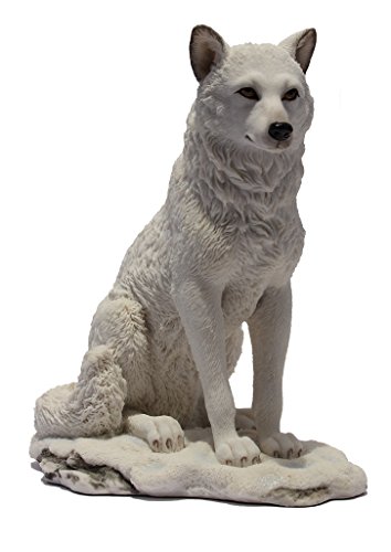 19,7 cm Wolf sitzend in der Schnee-Deko Statue Figur, weiß von US