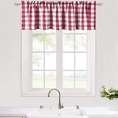 1Pcs Kurzvorhang kariert Küche Vorhänge Kurzstores Gardinen Küche Kurz Fenster Vintage Bistrogardine Kurzvorhang Baumwolle Kleine Fenster Wasserabweisende Scheibengardinen von Generic