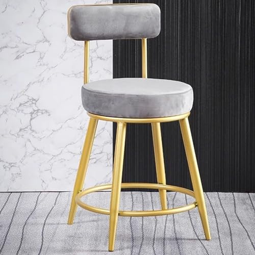1er-Set Barhocker, Samtsitz Frühstücksbar Theke Küchenstühle Metallbeine Hohe Hocker Mit Rückenlehnen Fußstützen(Brown) von Generic