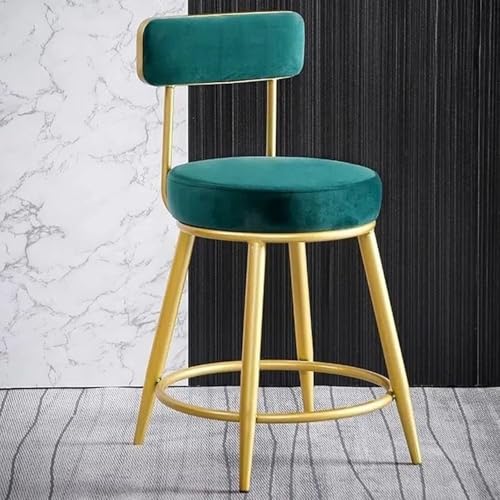 1er-Set Barhocker, Samtsitz Frühstücksbar Theke Küchenstühle Metallbeine Hohe Hocker Mit Rückenlehnen Fußstützen(Green) von Generic