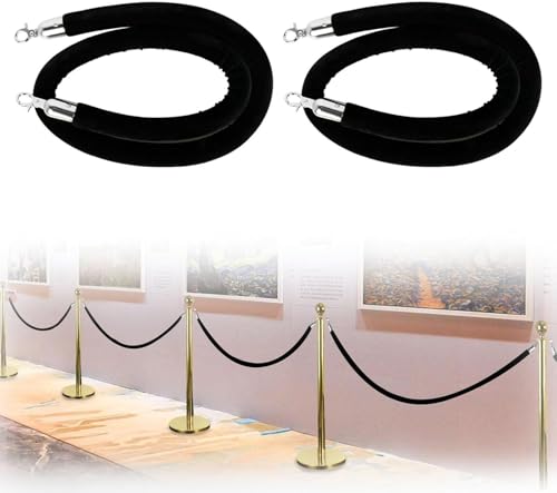 1m 1.5m 1.8m 3m Schwarzes Samtseil Für Stahions, 2er Pack Crowd Control Stahion Post Seile, Warteschlangenbarriere Für Teppich Veranstaltungen, Party, Kirche, Silver Hook, 1m/3.3ft/39in von Generic