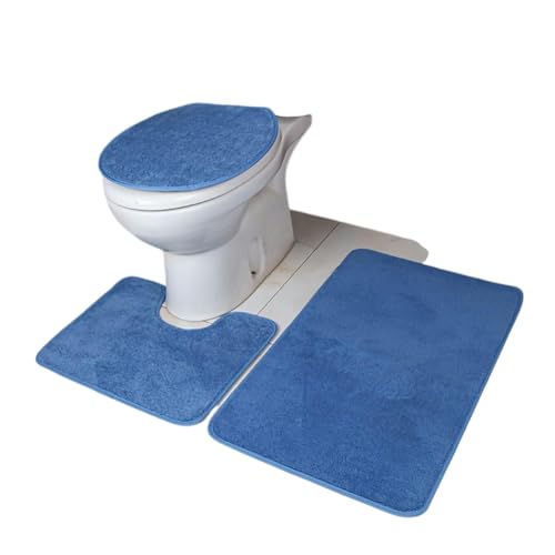 1set Solid Color Einfache Absorbierende Toilette Dreiteiliges Set, Badezimmer Teppich Set-Blau Blau 1set Solid Color Einfache Absorbierende Toilette Dreiteiliges Set, Badezimmer Teppich Set-Blau Blau von Generic