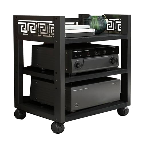 2/3/4/5 Stufen Cd Regals Holz Schallplattenständer Verstellbar Cd Regals Mit Rollen Modernes Stehend Möbel, für Spielzimmer Konferenzräume Wohnzimmer und Aufnahmestudios(Black,50 * 40 * 68cm) von Generic