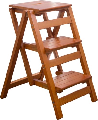 2/3 Stufenhocker Holz Klappleiter Stuhl Verdickte Bibliothek Stufenhocker Tragbare Leichte Gartenwerkzeug Leiter, Klappbarer Tritthocker, Stufe Für Erwachsene, Stufenhocker Faltb, Brown, Three Steps 2/3 Stufenhocker Holz Klappleiter Stuhl Verdickte Bibliothek Stufenhocker Tragbare Leichte Gartenwerkzeug Leiter, Klappbarer Tritthocker, Stufe Für Erwachsene, Stufenhocker Faltb, Brown, Three Steps von Generic
