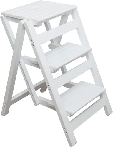 2/3 Stufenhocker Holz Klappleiter Stuhl Verdickte Bibliothek Stufenhocker Tragbare Leichte Gartenwerkzeug Leiter, Klappbarer Tritthocker, Stufe Für Erwachsene, Stufenhocker Faltb, White, Three Steps 2/3 Stufenhocker Holz Klappleiter Stuhl Verdickte Bibliothek Stufenhocker Tragbare Leichte Gartenwerkzeug Leiter, Klappbarer Tritthocker, Stufe Für Erwachsene, Stufenhocker Faltb, White, Three Steps von Generic