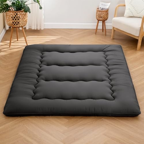 2,5" Dicke Futonmatratze, Japanische Bodenmatratze, Twin Full Queen, Tragbare Multi-Szene-Bodenmatratzen, Yoga, Faltbare Wohnzimmermatte(Black,47.2"X80") von Generic