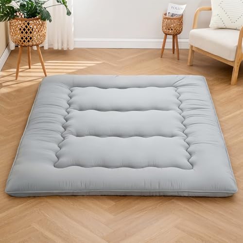 2,5" Dicke Futonmatratze, Japanische Bodenmatratze, Twin Full Queen, Tragbare Multi-Szene-Bodenmatratzen, Yoga, Faltbare Wohnzimmermatte(Gray,Queen(60"x80")) von Generic