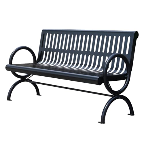 2-3-Sitzer Gartenbank mit Rückenlehne und Armlehnen, Gartenmöbel, Sitzgelegenheit für Garten, Terrasse, Veranda(Black) von Generic