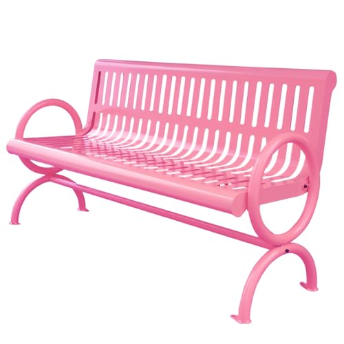 2-3-Sitzer Gartenbank mit Rückenlehne und Armlehnen, Gartenmöbel, Sitzgelegenheit für Garten, Terrasse, Veranda(Pink) von Generic