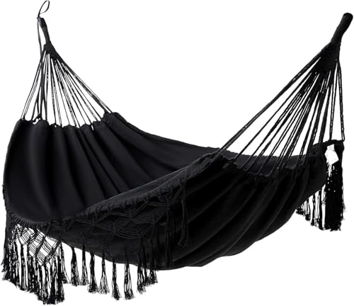 2 Erwachsene Hängematte Swing Net Chair Maximale Ladung von 400 Pfund, doppelte Deluxe -Patio -Hängematte für Strand Urlaubscamping Klettern Reisen Wanderpicknick Outdoor Erholung Black 2 Erwachsene Hängematte Swing Net Chair Maximale Ladung von 400 Pfund, doppelte Deluxe -Patio -Hängematte für Strand Urlaubscamping Klettern Reisen Wanderpicknick Outdoor Erholung Black von Generic