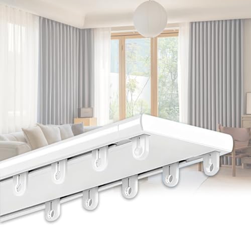 2-Läufige Vorhangschiene, Leise Doppelte Gardinenschiene aus Aluminium, Deckenmontage Schienensystem für Vorhänge Wohnzimmer Schlafzimmer Raumteiler Deckenschiene(White,2.7m(8.9ft)) von Generic