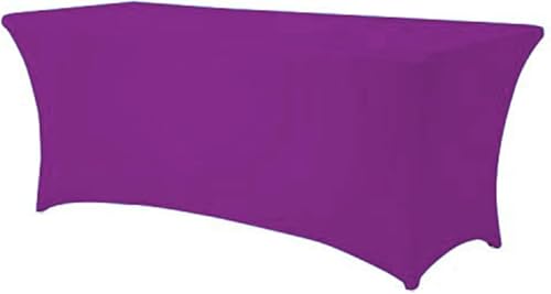 2 Packungen Fitted Rechteckige Tischdecken Polyester Dehnbare Elastische Spandex Tischdecke Patio Tischdecke Hochzeit Party Cocktail Bar Ausstellungen Waschbare Tischdecke, Deep Purple, 4ft von Generic
