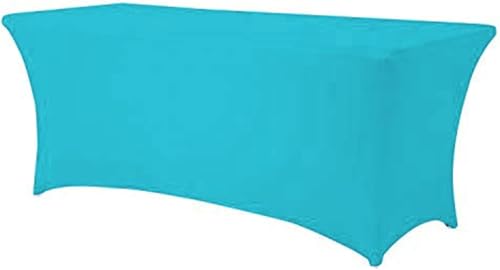 2 Packungen Fitted Rechteckige Tischdecken Polyester Dehnbare Elastische Spandex Tischdecke Patio Tischdecke Hochzeit Party Cocktail Bar Ausstellungen Waschbare Tischdecke, Lake Blue, 6ft von Generic