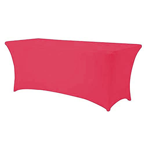 2 Packungen Fitted Rechteckige Tischdecken Polyester Dehnbare Elastische Spandex Tischdecke Patio Tischdecke Hochzeit Party Cocktail Bar Ausstellungen Waschbare Tischdecke, Rose Red, 5ft von Generic
