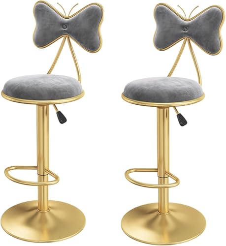 2 Stück Barhocker Lift Swivel Island Hocker, Küchenarbeitsplatte Home Esszimmerstuhl Mit Samtrückenlehne, Metallbeinen Und Fußstütze, Verstellbare Höhe 60-80cm, Grau, 13.4x13.4 inches 2 Stück Barhocker Lift Swivel Island Hocker, Küchenarbeitsplatte Home Esszimmerstuhl Mit Samtrückenlehne, Metallbeinen Und Fußstütze, Verstellbare Höhe 60-80cm, Grau, 13.4x13.4 inches von Generic