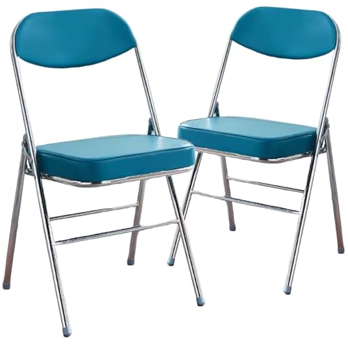 2 Stück Klappstuhl Gepolstert, Balkon Stühle 2er Set, Stabiler Metallrahmen, Geeignet für Esszimmer, Garten, Partys und Veranstaltungen im Innen- und Außenbereich(Blue) von Generic