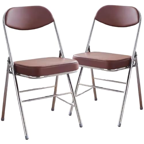 2 Stück Klappstuhl Gepolstert, Balkon Stühle 2er Set, Stabiler Metallrahmen, Geeignet für Esszimmer, Garten, Partys und Veranstaltungen im Innen- und Außenbereich(Brown) von Generic