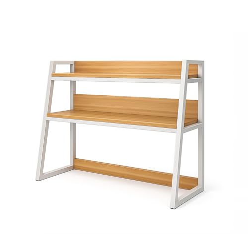 2-Tier Kleine Schreibtischregale Offene Fächer Bücherregal Schreibtisch Organizer 90 cm Höhe Hohe Tragkraft for Office Home Dormitory(White,115cm) von Generic