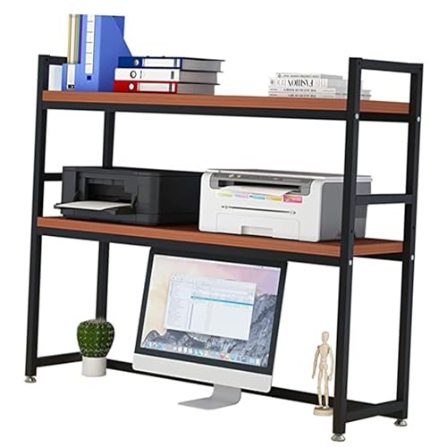 2-fach verstellbarer Schreibtisch-Organizer – Metall BookshelfRack für Büro Supplies Multi-Purpose Countertop Storage Display Shelf Stylish Black Desk Storage Solution von Generic