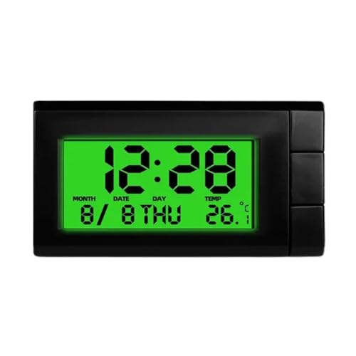 2 in 1 Auto Armaturenbrett Digitaluhr Temperatur Uhr Automobil Kalender Leuchtende Uhr Kleine Automobiluhr Mini Digitaluhr für Auto Armaturenbrett Lüftungsschlitz für Büro Home Desk (Grün) von Generic