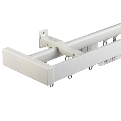2-läufiger Vorhangschiene-Set, Decken- oder Wandmontage, Raumteiler-Gardinenstange, Aluminiumlegierung, mit Zubehör für Privatsphäre und Heimdekoration(White-Wall,1.5m) von Generic