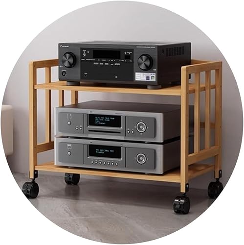 2-lagiger HiFi-audioschrank Bambus HiFi-Racks Streaming-geräteschrank HiFi-Rack Av-Regal Audio-Video-Komponenten, Wood Color, 80 * 38 * 53cm(2Tier) von Generic