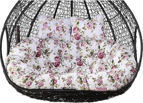 2-sitzer Egg Chair Schaukel Im Freien, Hängender Hängesessel Ersatz Für 2, Dicken Hängesessel Kissen Doppelt Abnehmbares Eiförmiges Kissen, Flower B von Generic