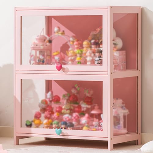 2-stöckige Vitrine mit Acryltür, 28,7 Zoll Hohe Vitrine, for Sammlerstücke, Spielzeug(60cm/23.6in) von Generic