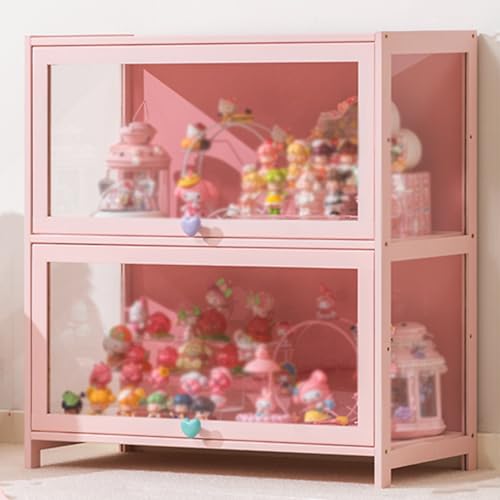 2-stöckige Vitrine mit Acryltür, 28,7 Zoll Hohe Vitrine, for Sammlerstücke, Spielzeug(70cm/27.6in) von Generic