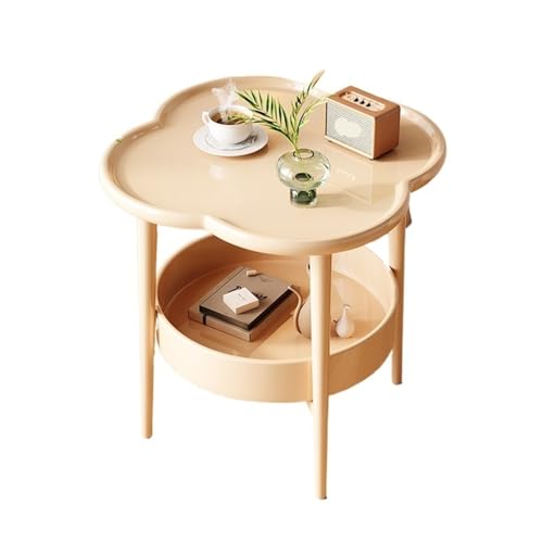 2-stufiger Beistelltisch, Kleiner Couchtisch for das Wohnzimmer, Beistelltisch mit Tablett, PP/Metallmaterial, for kleine Räume im Wohnzimmer und Schlafzimmer(Green-Steel Frame) von Generic