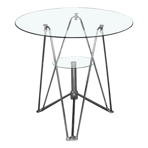 2-stufiger runder Couchtisch aus Glas, moderner Beistelltisch mit gehärtetem Glas und Metallrahmen, einfache Montage, for Wohnzimmer, Schlafzimmer(70x73cm/27.6x28.7in) von Generic