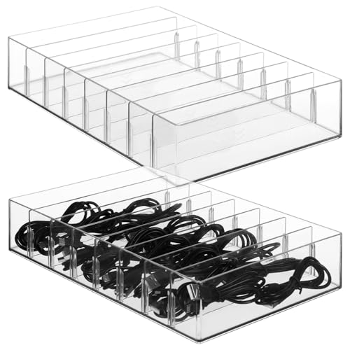 2-teilige transparente Kabel-Organizer mit verstellbaren Trennwänden, stapelbare Netzkabel-Aufbewahrungsboxen für Büro oder Schreibtisch zu Hause 2-teilige transparente Kabel-Organizer mit verstellbaren Trennwänden, stapelbare Netzkabel-Aufbewahrungsboxen für Büro oder Schreibtisch zu Hause von Generic