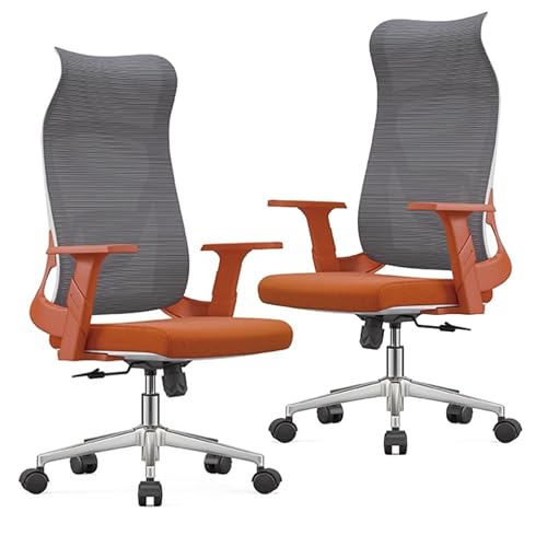 2-teiliger Schreibtischstuhl, Bürostuhl Ergonomisch mit Armlehnen, Design mit Hoher Rückenlehne, Schlichtes Erscheinungsbild, Geeignet für Bürobereiche und Besprechungsräume(Orange) von Generic
