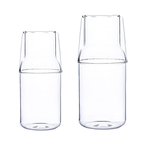 2-teiliges Nachttisch-Wasserkaraffe und Glas-Set, Nachttisch, Wasserkaraffe und Glas, Wasserkaraffe aus Glas, Nachttisch, Wasserkaraffe für Eistee, Tee, Wasserkocher von Generic