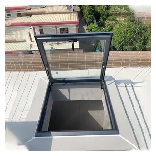 20 22 24 26 28 30 32 34 36 38 40 Zoll Dachlukenabdeckungen, Metalldachzugangsdeckel - Gehärtetes Glas und 90°-Drehverriegelungsgriff, manuelles Außendachfenster(36x36in/91x91cm) von Generic