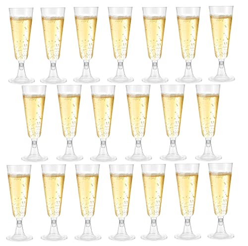 20 Stück Sektgläser Champagnergläser, Dessertbecher, Eisbecher, Biergläser,Sektflöten Sektkelch für Hochzeiten Geburtstag,Junggesellenabschied,Jahrestag,Einweg Stielgläser 150ml (Transparent) von Generic