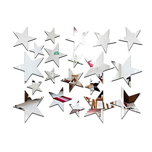 20 teile/satz Sternform Spiegel Aufkleber 3D Acryl Sterne Gespiegelte Abziehbilder DIY Zimmer Dekoration Tapete Ausgezeichnete und Praktisches Design und Langlebig von Generic