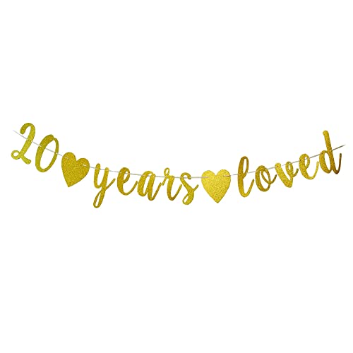 20 Years Loved Banner "Happy 20th Birthday", Party-Schild, Cheers to 20Th Anniversary/Birthday Party-Dekoration Supplies von Generic