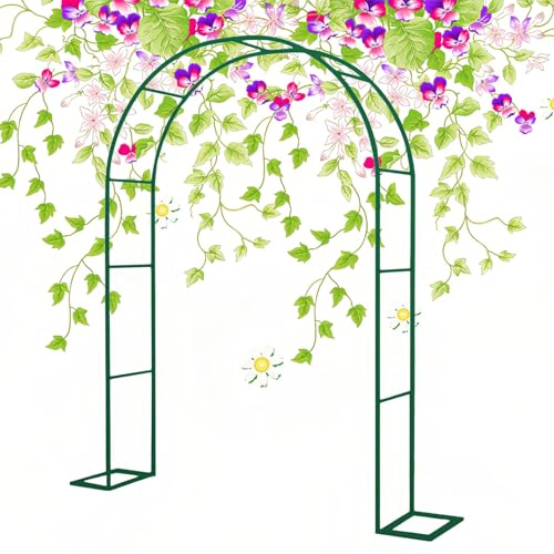 200/220/230cm Hoch Schwer Rosenbogen Verzinkt Gartenbogen Pergola Aus Metall Kletterpflanzen Rankgitter Garten Torbogen Hochzeitsbogen Breite 80-300cm(Dark Green,120 * 220cm/3.9 * 7.2ft) von Generic