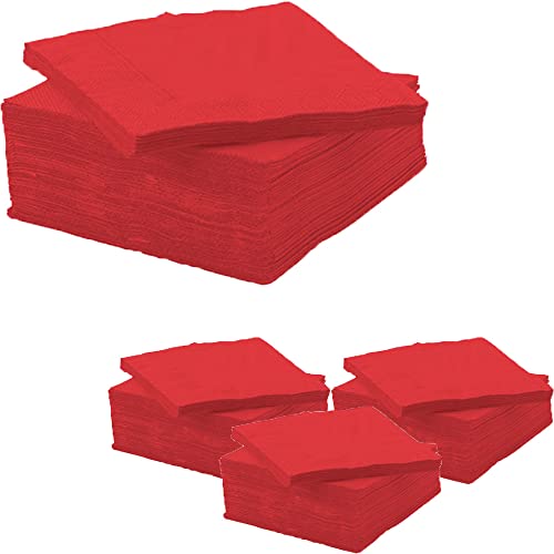 200 Stück FANTASTISK Papierserviette rot (24x24cm) 200 Stück hochsaugfähiges 3-lagiges Papier für Geschirr von Generic