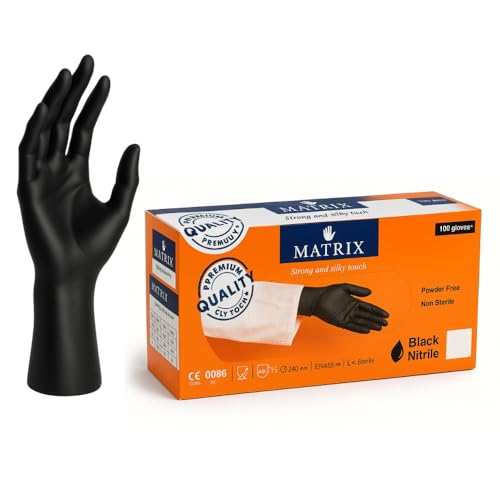 200 Stück L Einweghandschuhe Einmalhandschuhe | Nitril Handschuhe Gummihandschuhe Einweg Handschuhe | Puderfrei Latexfrei Nitrilhandschuhe (L, Schwarz, 200) von Commerline