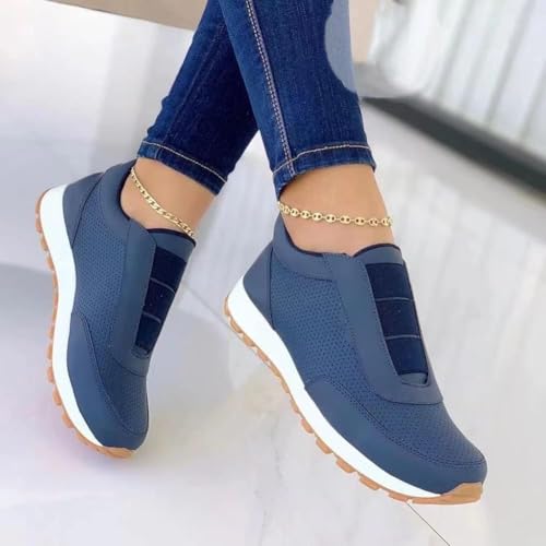 2023 Neue Frauen Frühling Turnschuhe, Bequeme Atmungsaktive Freizeitsportschuhe Mesh Turnschuhe, Sommer Damen Outdoor Wanderschuhe Leinwand Sportschuhe, Blue, 36 EU von Generic