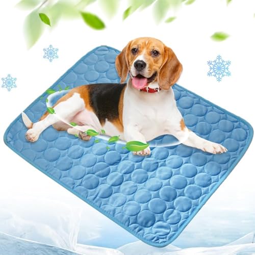 2025 Neu Große Kühlmatte aus Selbstkühlend Eisseide, Hundekühlmatte Kühl Betten Kaltgelpad Gel Haustier Matte Kühlpads für Hunde und Katen,Blau-S von Generic
