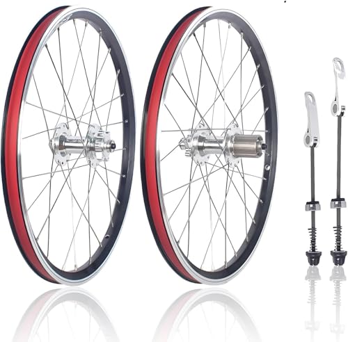 20in 406/451 Mountainbike Wheelsst Double Layer Aluminiumlegierung Felgen Disc/v Bremse Schnellspanner 24/28h Naben Für 7 8 9 10 Gang Kassette Fahrräder Vorderräder Hinterräder, Silver, 451 von Generic