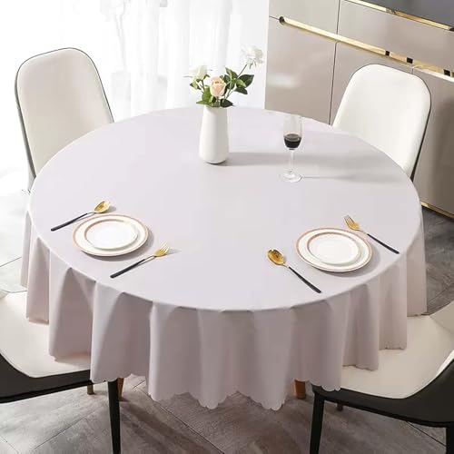 240cm Runde Tischdecke, Wasserabweisende Auslaufsichere Polyester-tischdecke, Waschbare Tischdecke, PVC-tischdecke Für Runden Tisch, Beige, 220cm von Generic