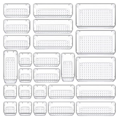 25 X Praktische Durchsichtige Schubladen Organizer Aus Kunststoff Schreibtisch Schubladenteiler Tabletts Schminktisch Organizer System Transparente Kommoden Aufbewahrungsbehälter Schreibtisch von Generic